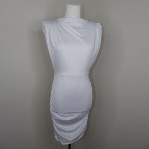 Bebe Ruched Cut Out Back Body Con Dress